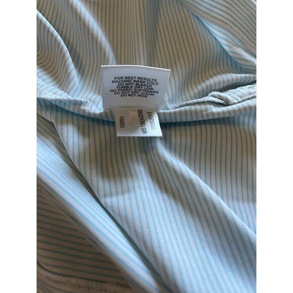 Peter Millar | Summer Comfort Baby Blue & White Stripe Polo Shirt Size XXL - Picture 8 of 9